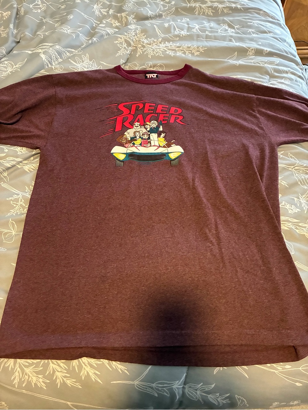 Maroon Speed Racer Tee Shirt with the cast and Mach 5 . XL
